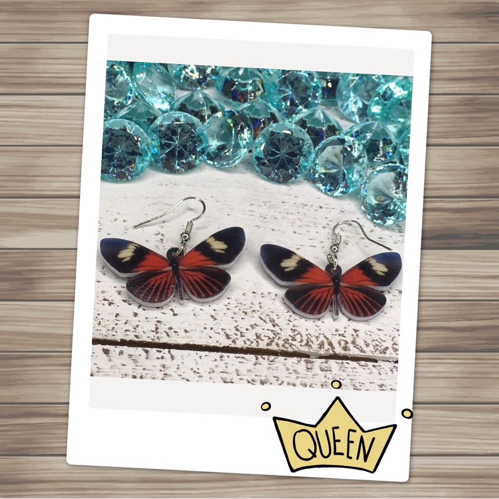 Heliconius Acrylic Butterfly Earrings - Picture 2 of 6